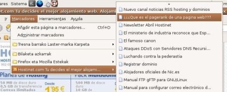 Live Bookmarks de Firefox en el menú marcadores