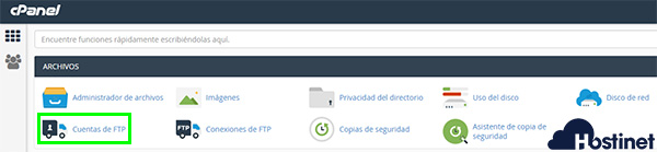 cPanel Cuentas de FTP