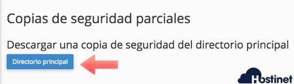 copias seguridad directorio principal desde cPanel - Hostinet