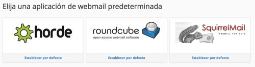 elegir aplicacion webmail en cpanel