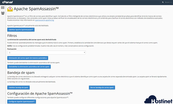 Apache SpamAssassin Opciones