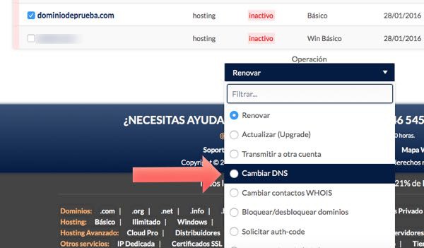 cambiar DNS en Hostinet