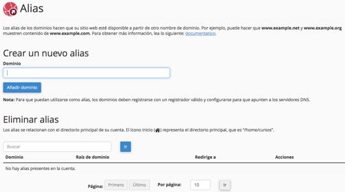 crear un alias de dominio