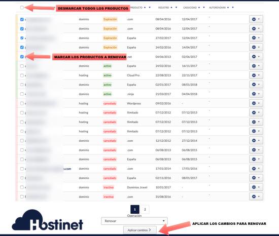 demarcar casilla renovacion productos hostinet