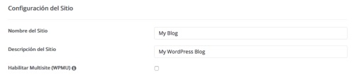 configuracion del sitio wordpress