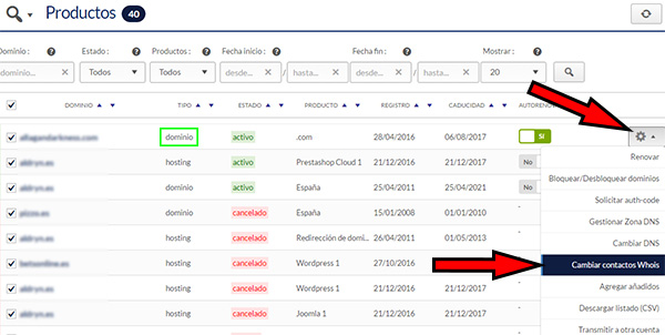 Hostinet Dominio Cambiar Contactos Whois