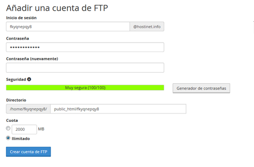 Panel CPanel Seccion Archivos Cuenta FTP