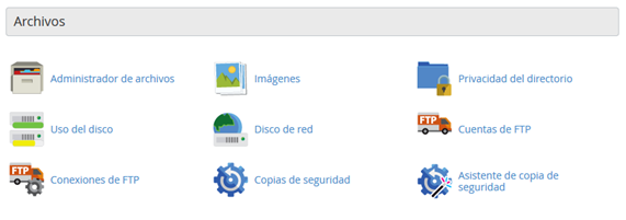 Panel CPanel Seccion Archivos