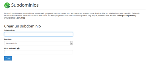 Panel Cpanel Seccion Dominios Subdominios