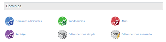 Panel Cpanel Seccion Dominios
