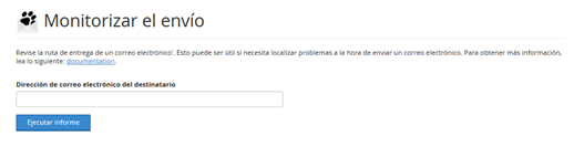 Panel Cpanel Seccion correo monitorizar el envio