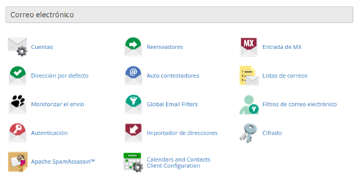 Panel Cpanel Seccion correo
