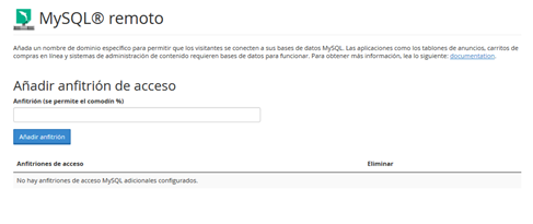 panel Cpanel Bases de Datos Mysql remoto