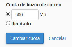 cuota del buzón de correo electrónico