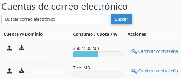 Listado emails cPanel
