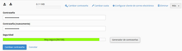 cpanel cambio contraseña email