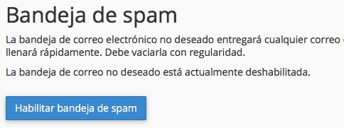 habilitar bandeja spam en cpanel