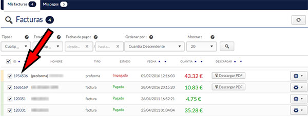 hostinet profroma impagada