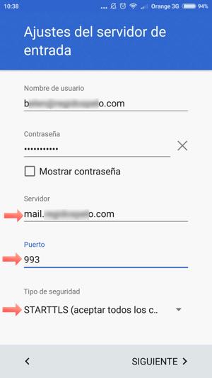 servidor entrada gmail app