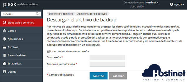 Plesk Administrador Backups Descargar Contraseña