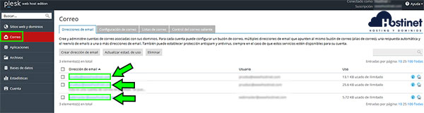 Plesk correo emails small