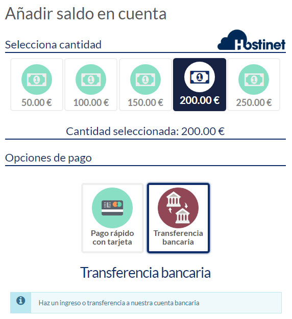 hostinet saldo en cuenta transferencia bancaria