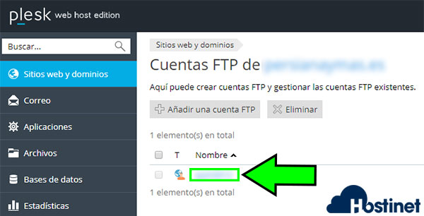 plesk acceso ftp cuentas