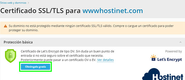 Plesk Certificados SSL/TLS Let's Encrypt Obtener Gratis