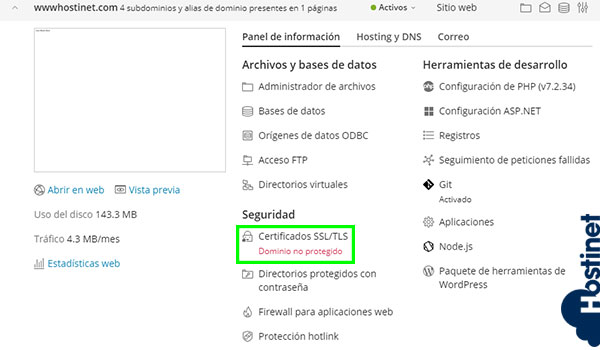 Plesk Certificados SSL/TLS