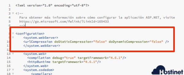 codigo gzip muestra Web.config