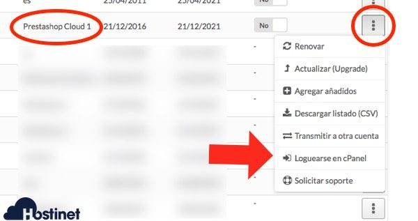 loguearse cpanel usuarios Hostinet