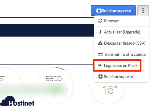 acceso plesk panel usuario dsde Hostinet