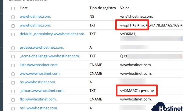 registros sfp dmarc - Plesk