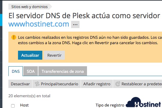 actualiza cambios dns plesk - G Suite