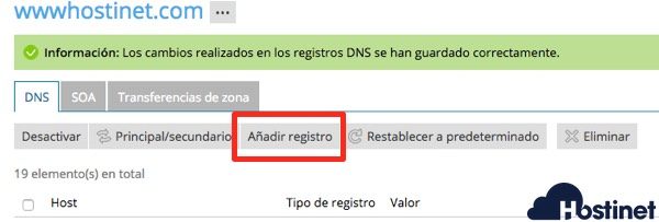 anadir registros dns plesk para G Suite