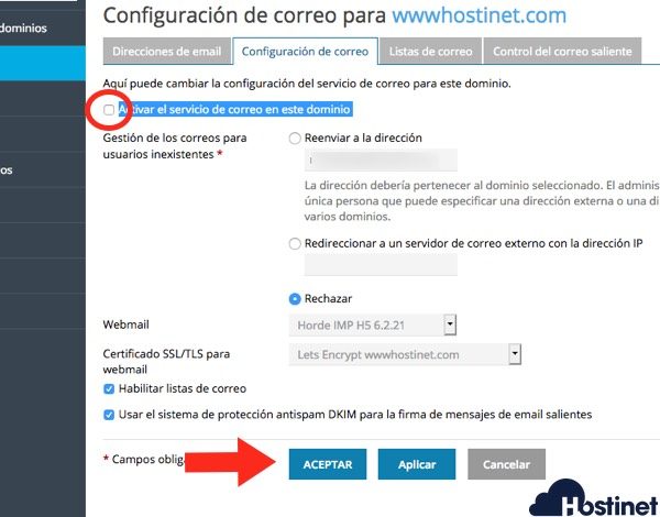 desactivar correo electronico plesk - G Suite Google MX