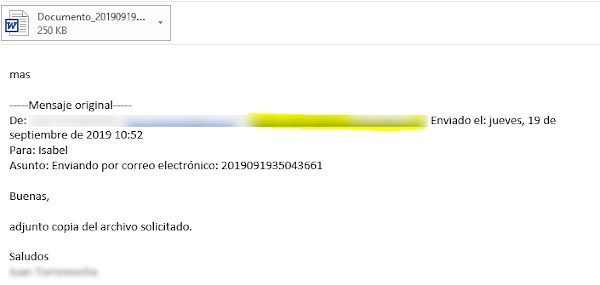 archivo adjunto malware ejemplo 2 - Campaña Spam 