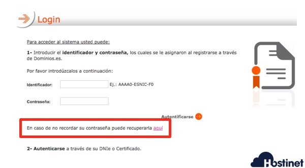 dominio es recuperar contrasena - Dominios.es