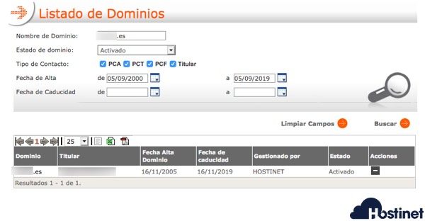 dominios es listado dominios - Dominios.es