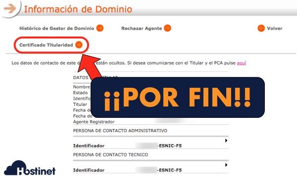 dominios es opcion certificado titularidad - Dominios.es