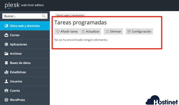 plesk tareas ninguna programad - Plesk