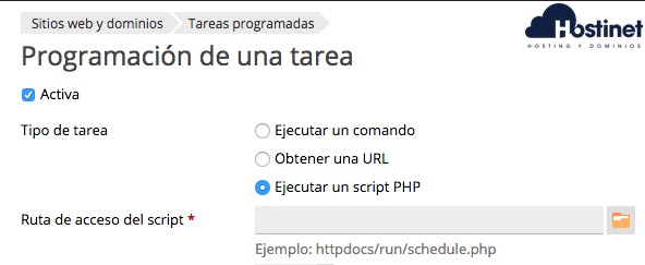 plesk tipo tarea programada