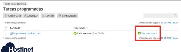 tarea programada cola ejecutar - Plesk