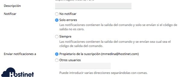 tareas programadas notificaciones - Plesk