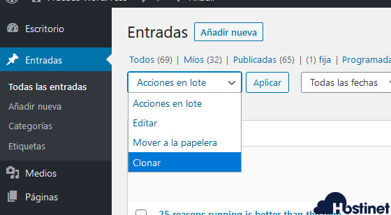 yoast duplicate post clonar acciones lote - WordPress