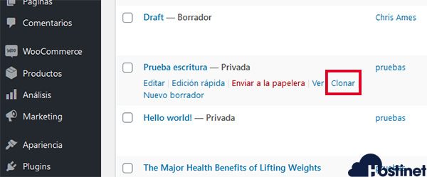 yoast duplicate post clonar listado entradas - WordPress