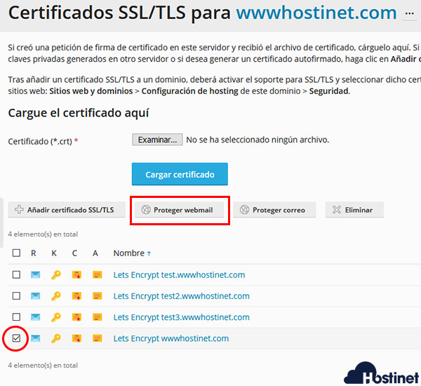 plesk proteger webmail Lets Encrypt SSL