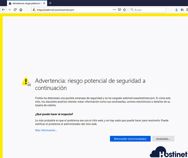 webmail sitio no seguro Webmail Plesk