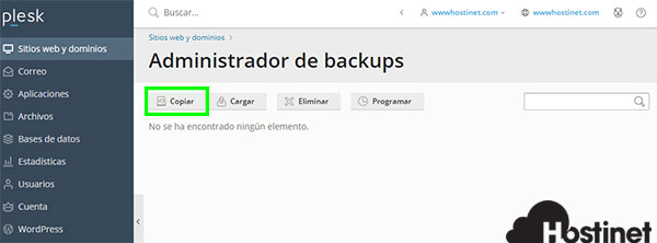 Plesk2020 Administrador Backups Copiar