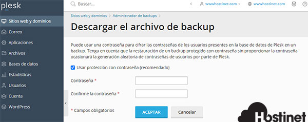 Plesk2020 Administrador Backups Descargar Local Contraseña